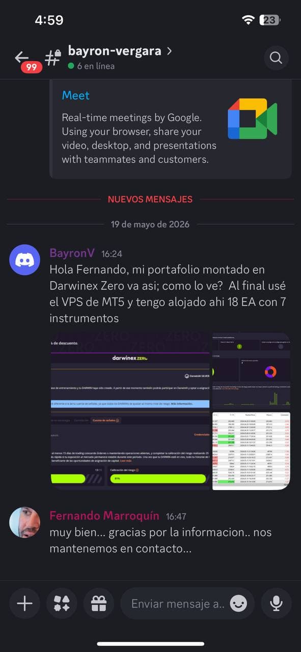 Bayron — portfolio montado en Darwinex Zero con 18 EA sobre 7 instrumentos.